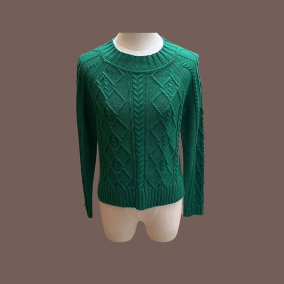 Gap Women's Cable Knit Crewneck Pullover Sweater Green XS - Picture 1 of 4